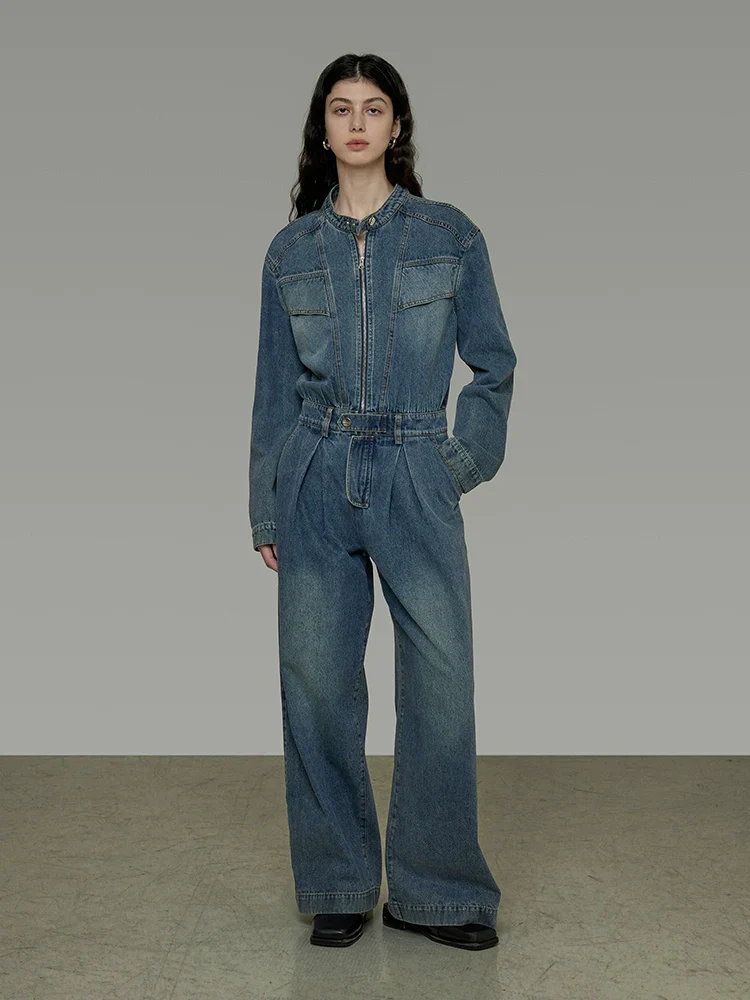 Vintage High-Waist Denim Jumpsuit - Image 2