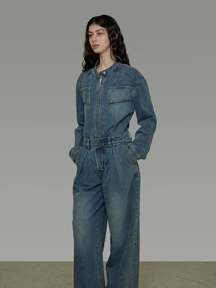 Vintage High-Waist Denim Jumpsuit - Image 3