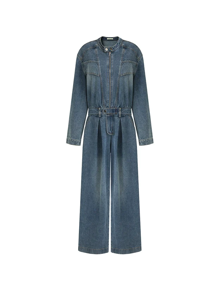 Vintage High-Waist Denim Jumpsuit - Image 4