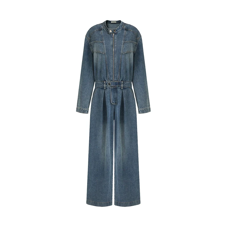 Vintage High-Waist Denim Jumpsuit - Image 5