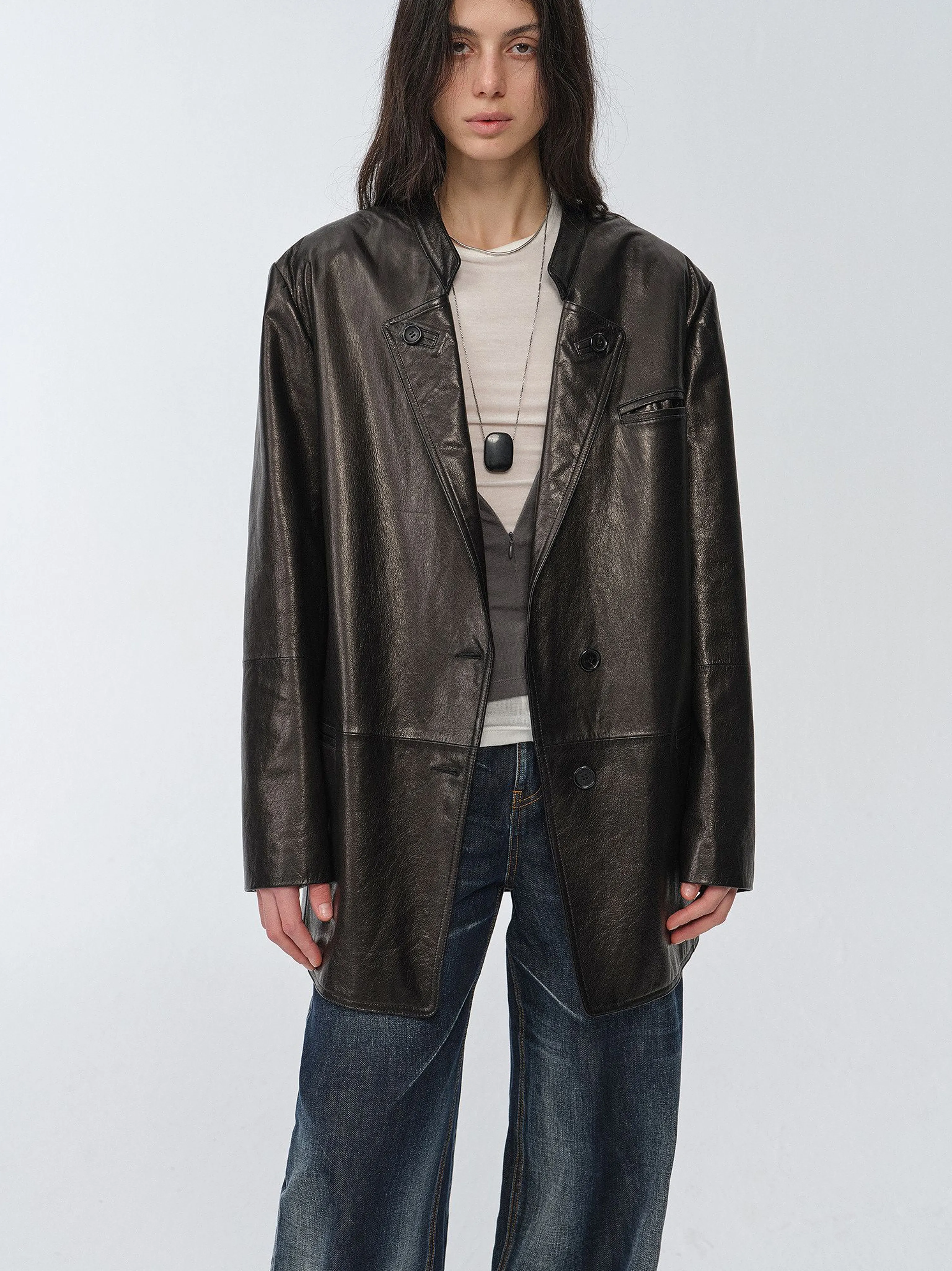 Vintage Oil Waxed Goat Leather Jacket - Image 15