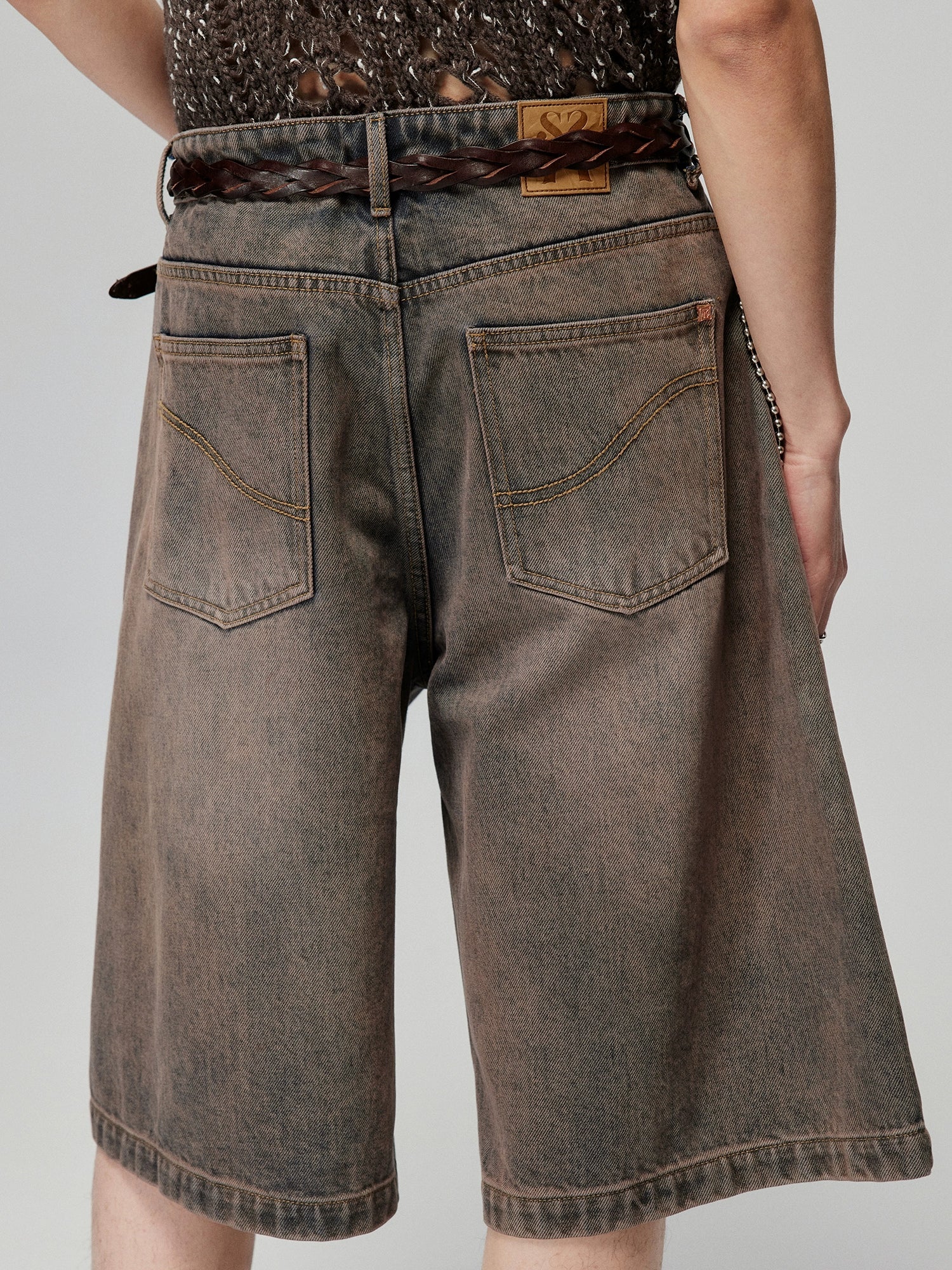 Vintage Wash Cotton Denim Bermuda Shorts - Image 3