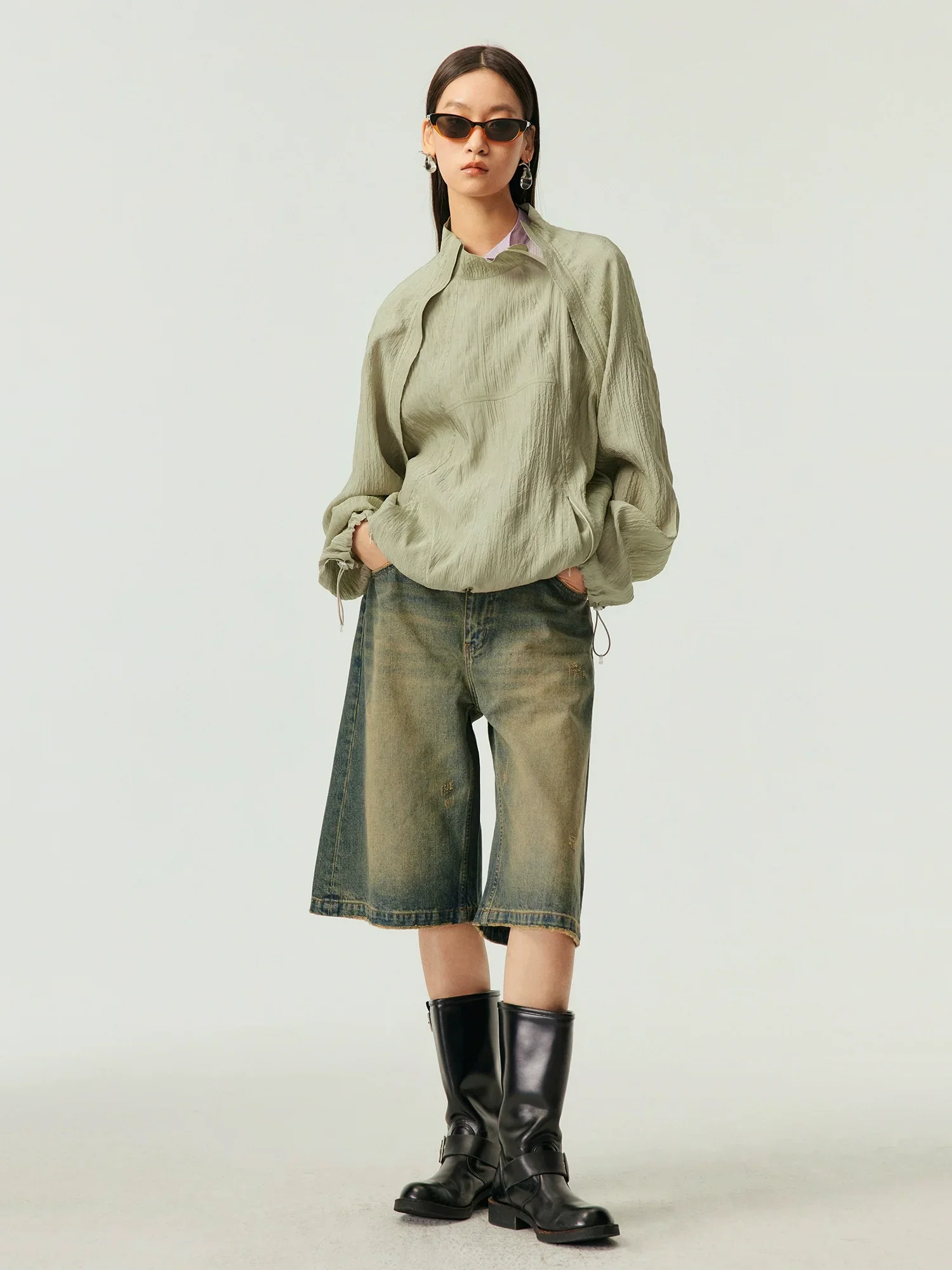 Vintage Wash Denim Bermuda Shorts - Image 3