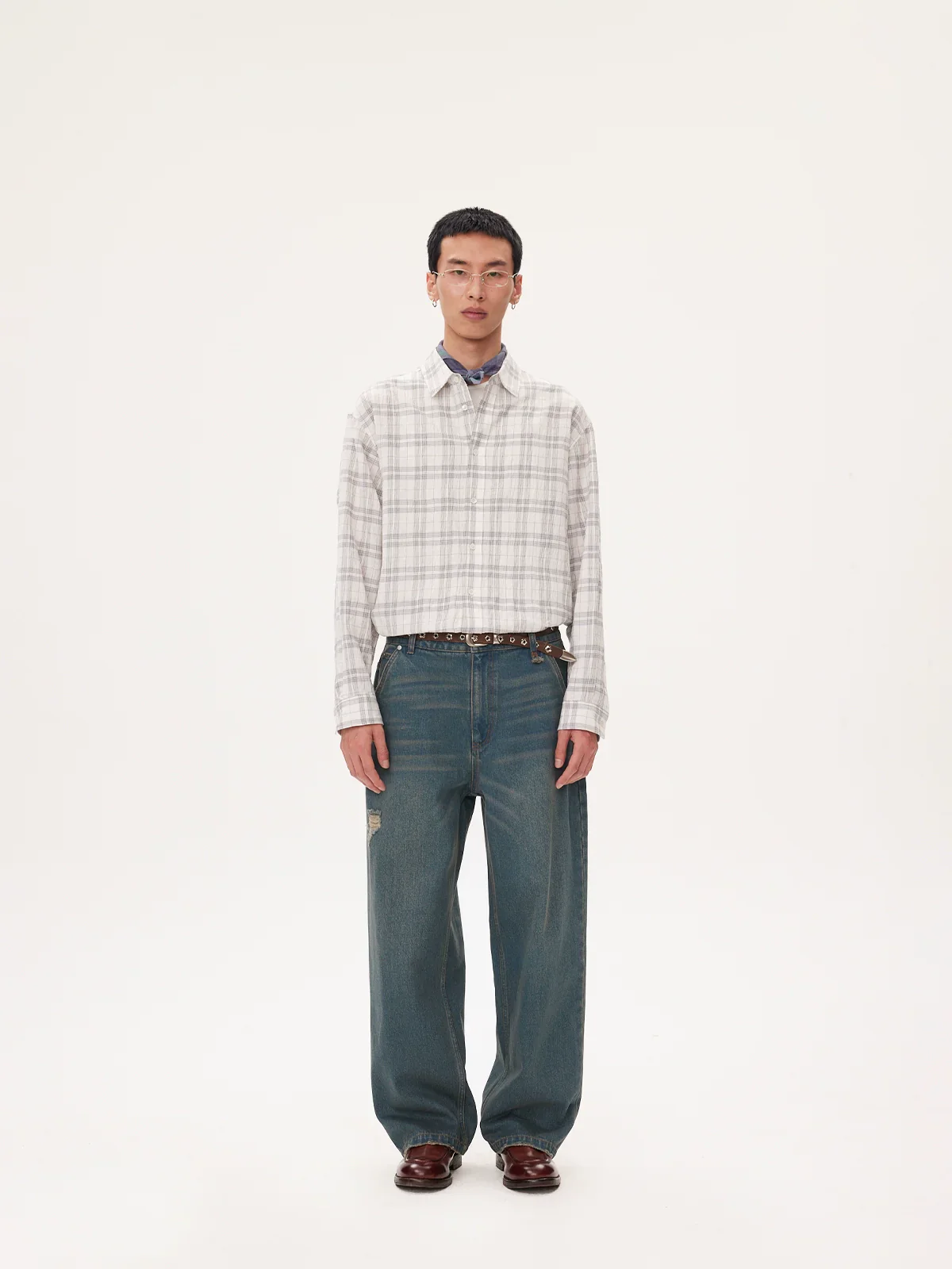 Vintage-Wash Wide-Leg Jeans