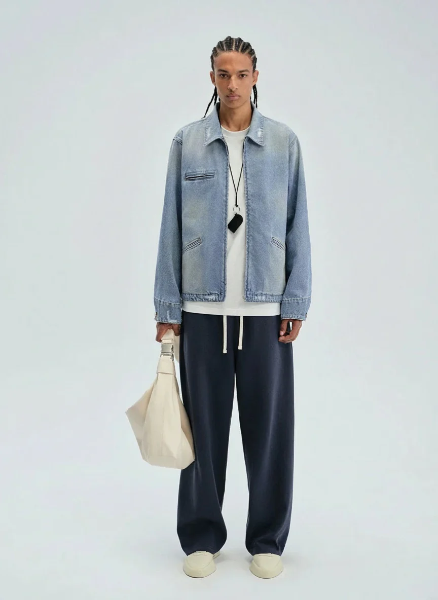 Vintage Wash Zip Denim Jacket - Image 2