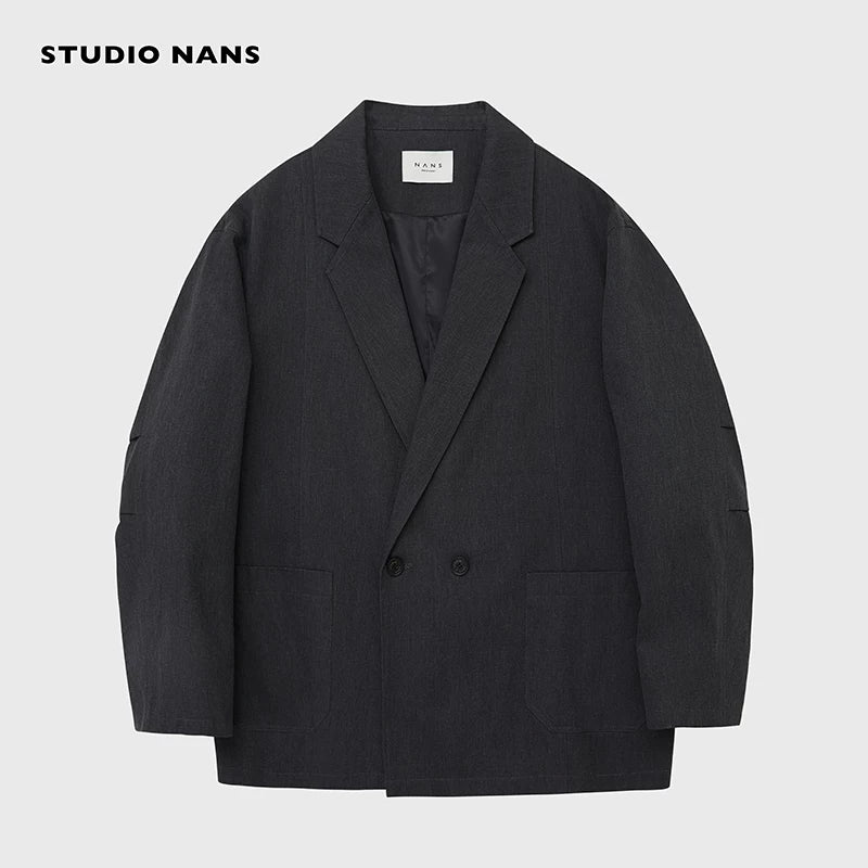 Vintage Washed Cotton Twill Double-Breasted Blazer - Image 6