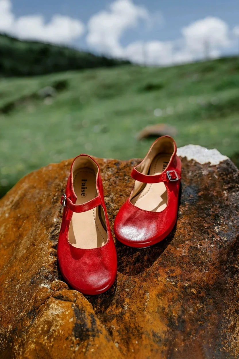Vintage Washed Leather Mary Jane Flats - Image 2
