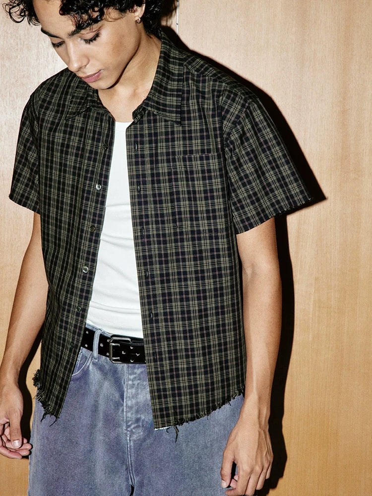 Wafer Short-Sleeve Plaid Shirt