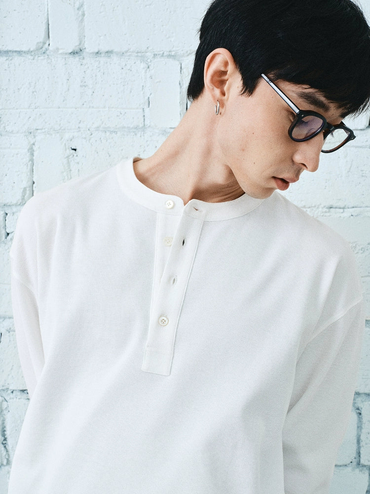 Waffle Cotton Henley Tee - Image 3