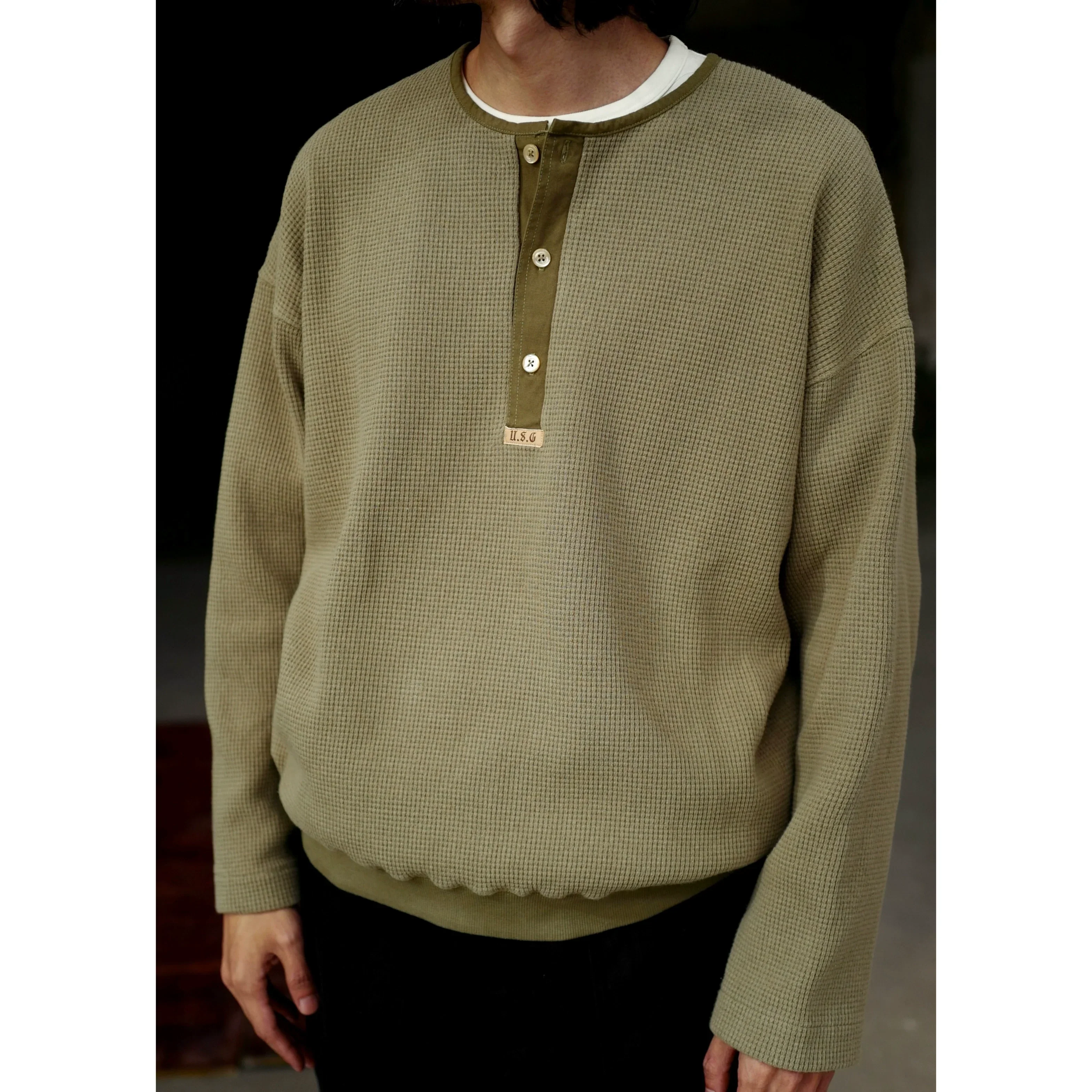 Waffle Henley Sweatshirt