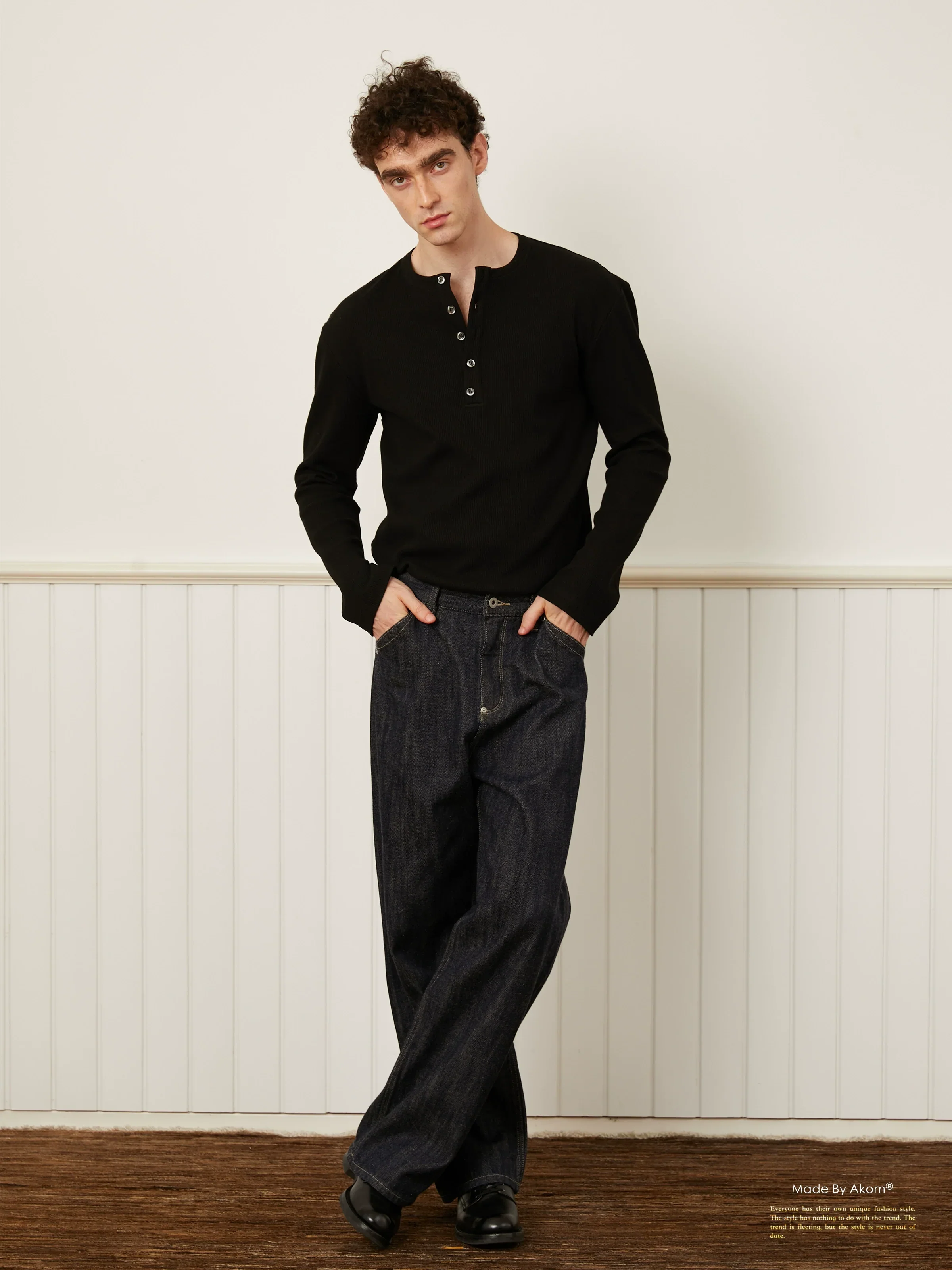 Waffle Knit Shell-Button Henley - Image 5