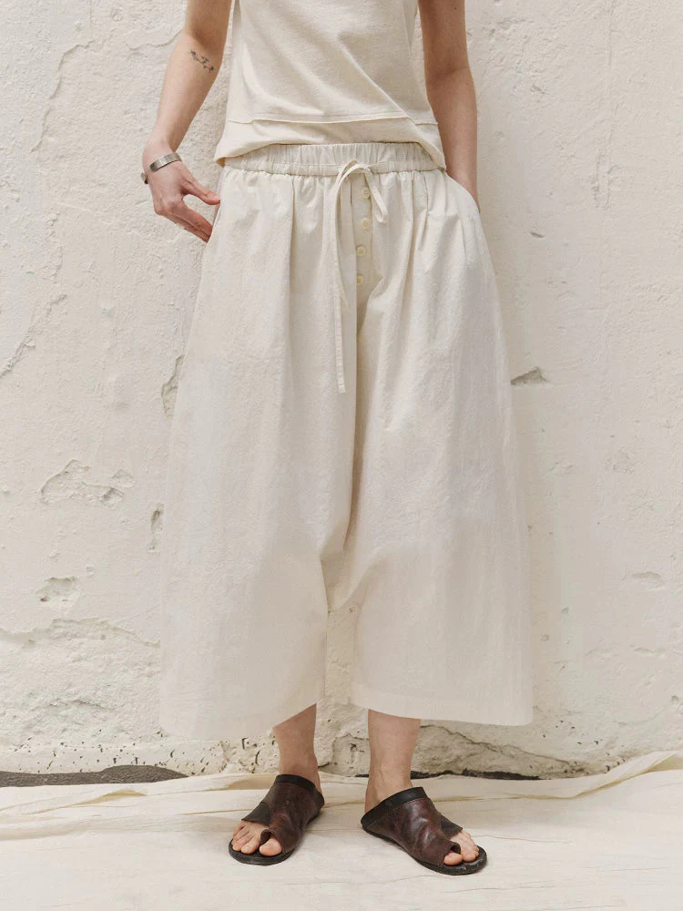 Warm White Drawstring Culottes - Image 3