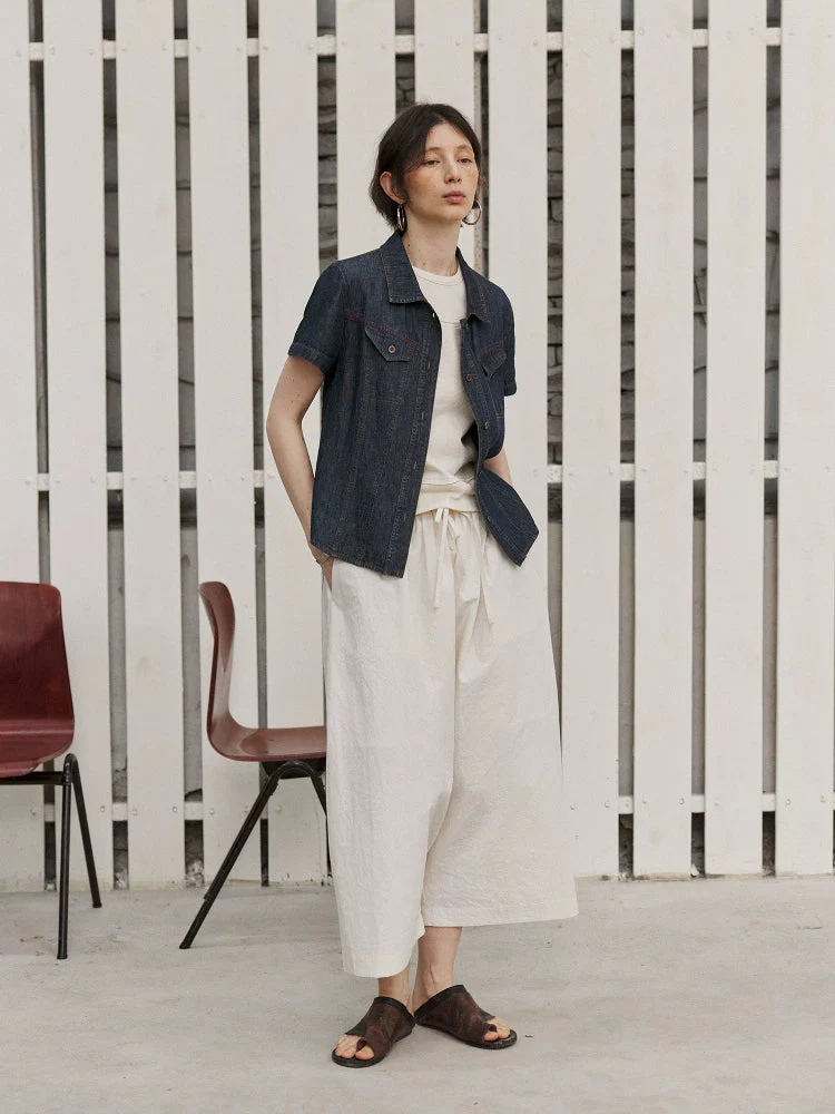 Warm White Drawstring Culottes - Image 4
