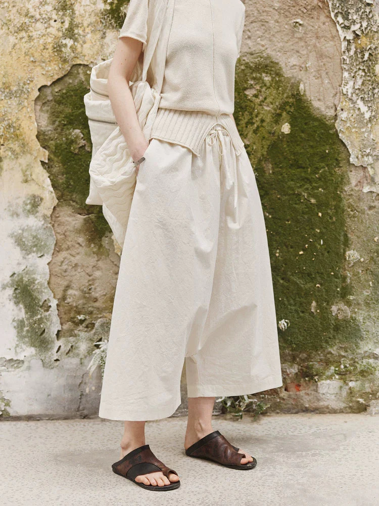 Warm White Drawstring Culottes - Image 5