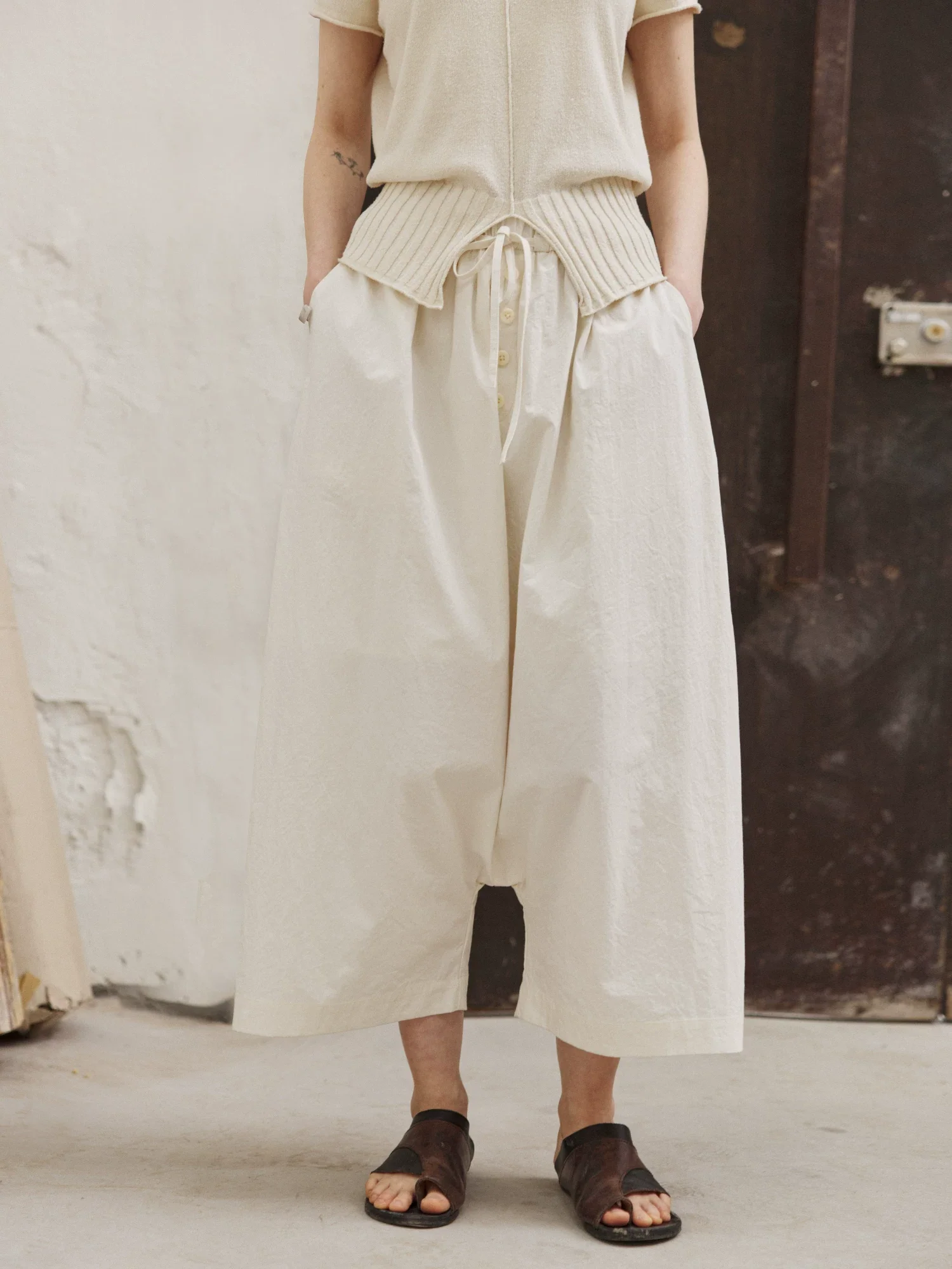 Warm White Drawstring Culottes - Image 6