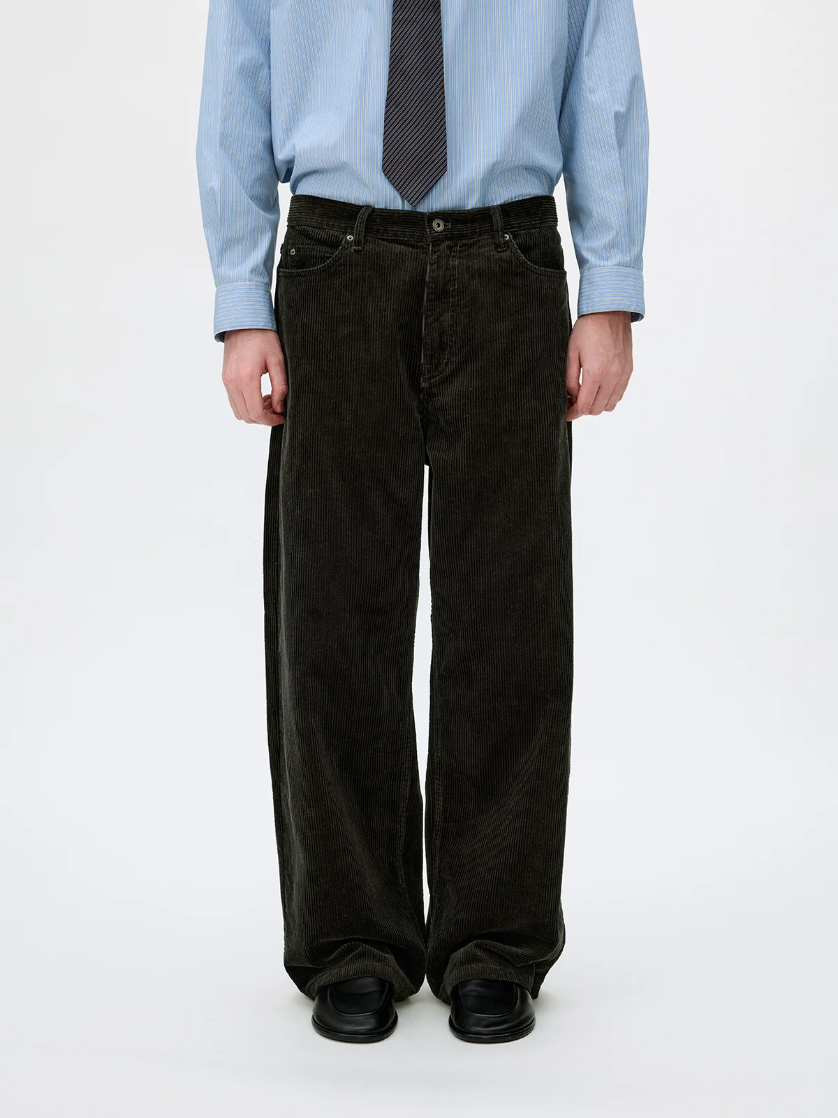 Washed 8‑Wale Corduroy Loose‑Straight Trousers - Image 3