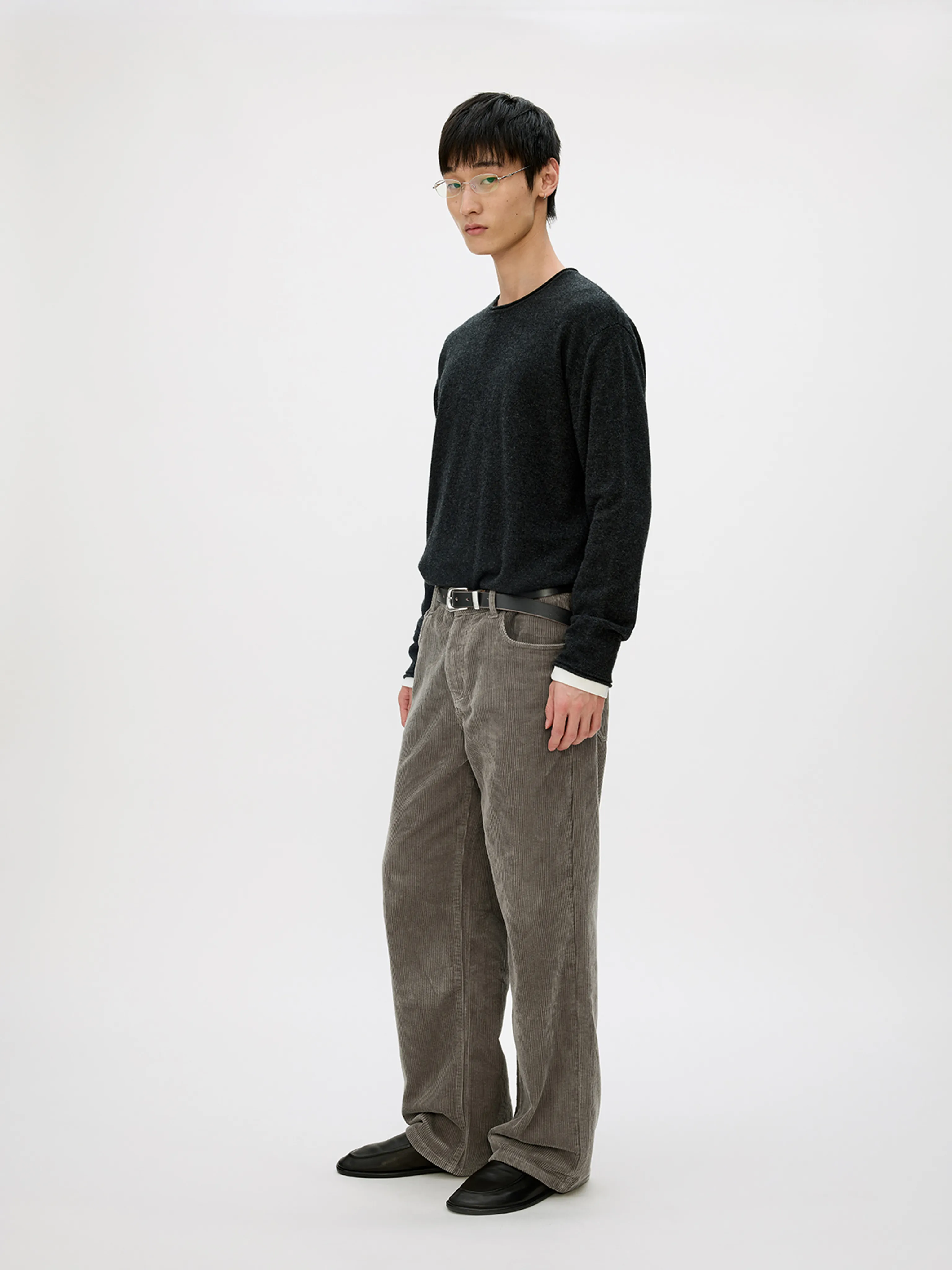 Washed 8-Wale Corduroy Straight Trousers - Image 7