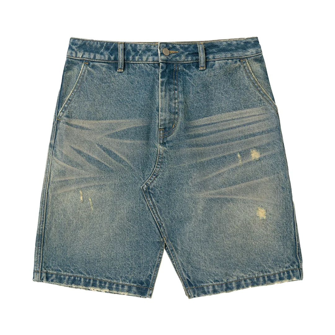 Washed Blue Distressed A-Line Denim Mini Skirt - Image 6