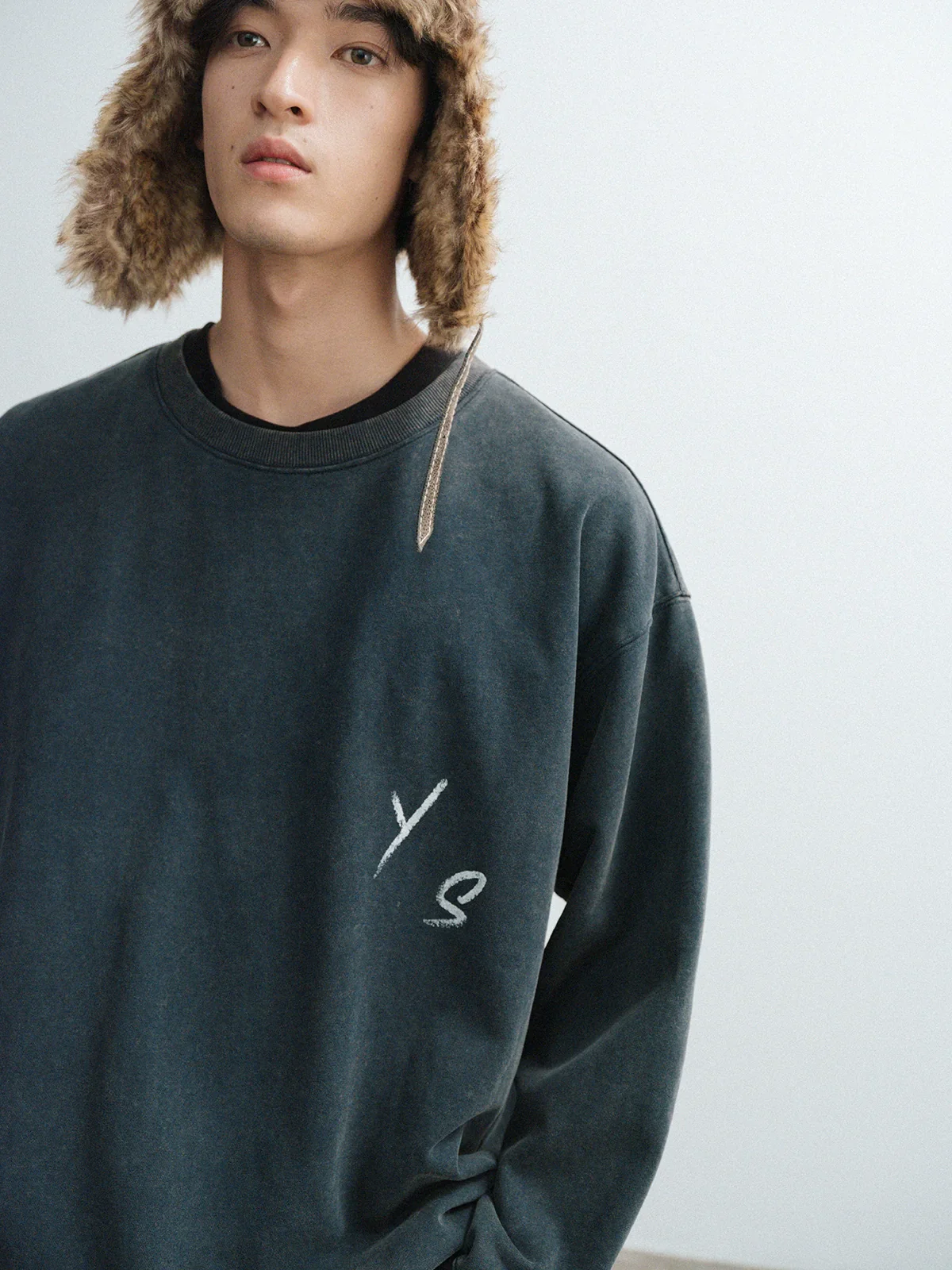 Washed Blue Graphic Crewneck Sweatshirt - Image 2
