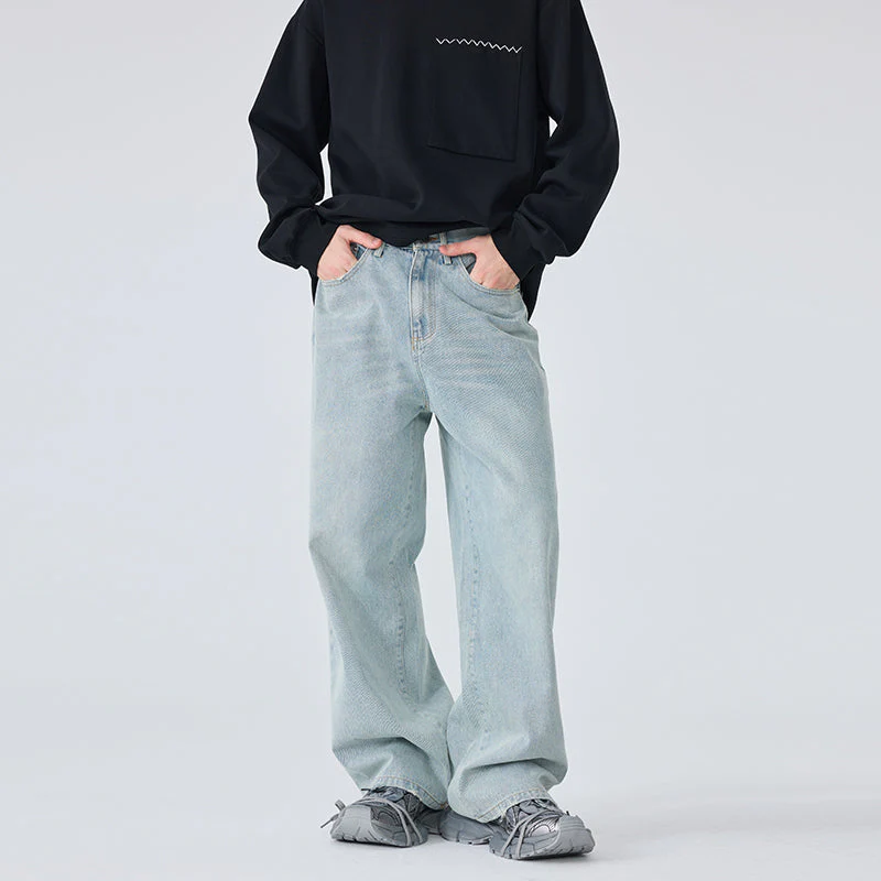 Washed Blue Wide-Leg Jeans - Image 2