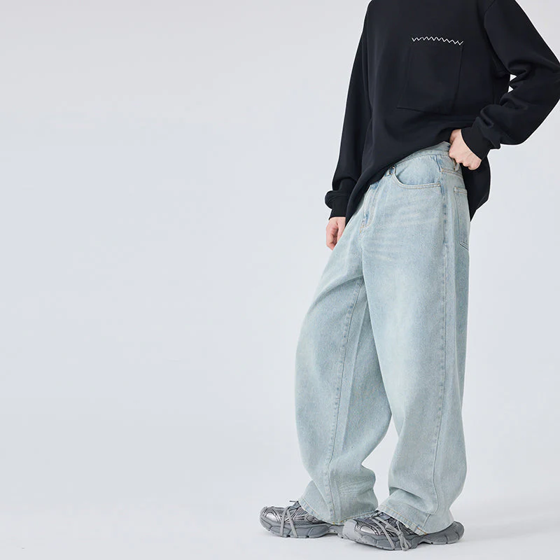 Washed Blue Wide-Leg Jeans - Image 4