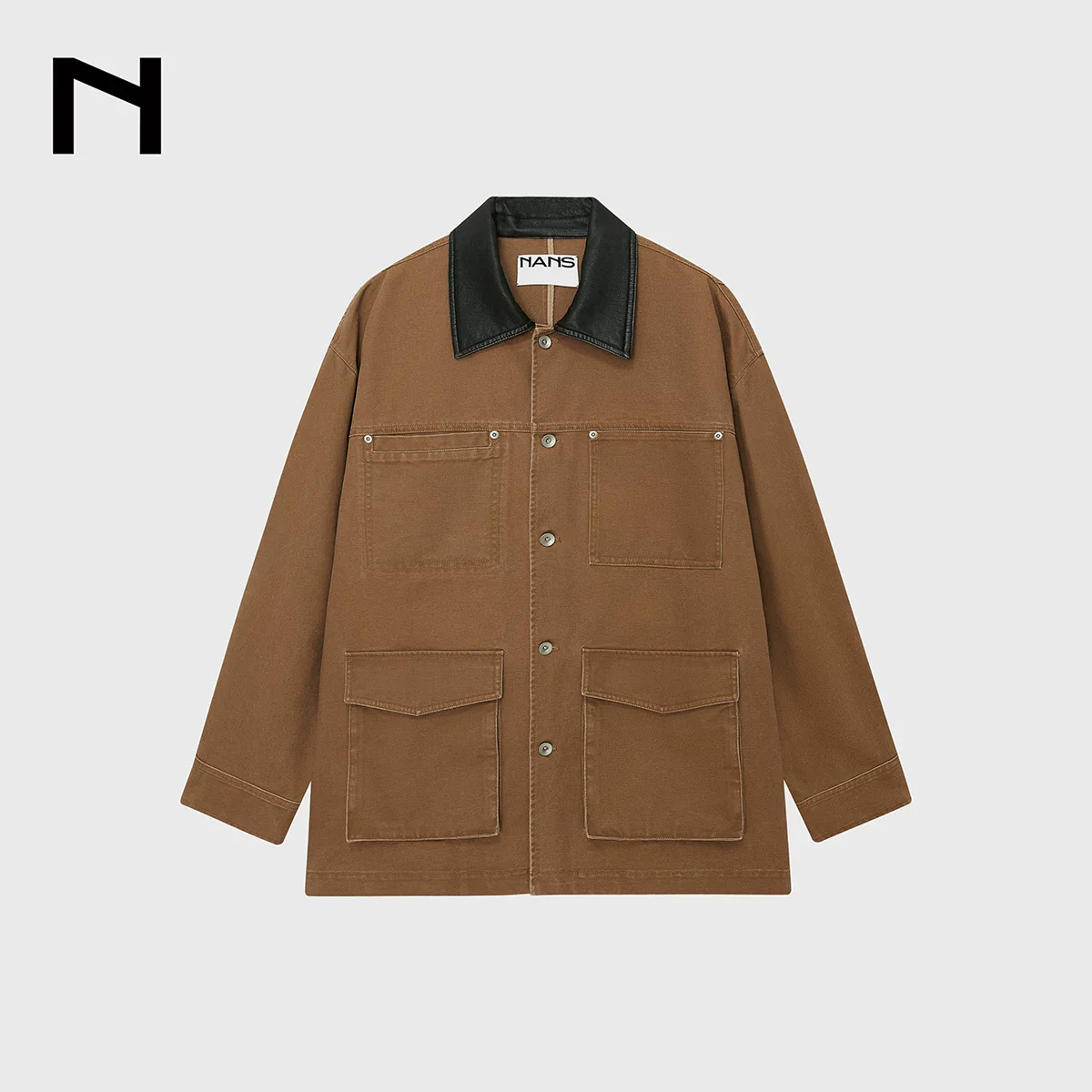 Washed Canvas Contrast-Collar Chore Jacket - Image 6