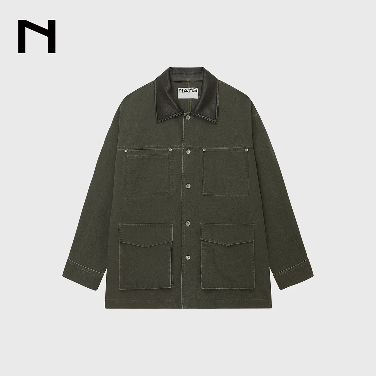 Washed Canvas Contrast-Collar Chore Jacket - Image 7