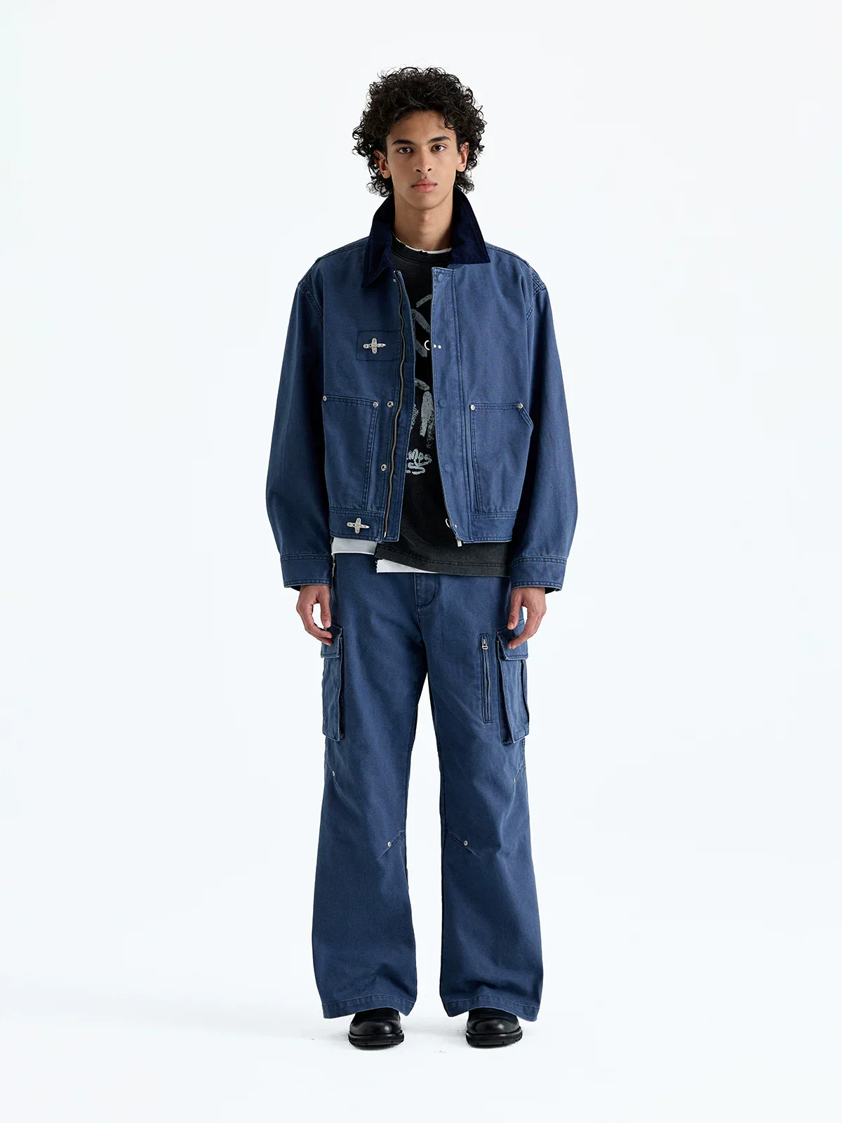 Washed Canvas Wide-Leg Cargo Pants - Image 3