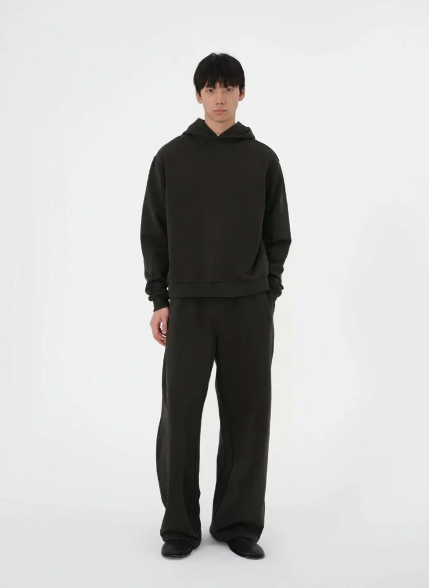 Washed Charcoal Cotton Hoodie & Wide-Leg Sweatpants Set - Image 7