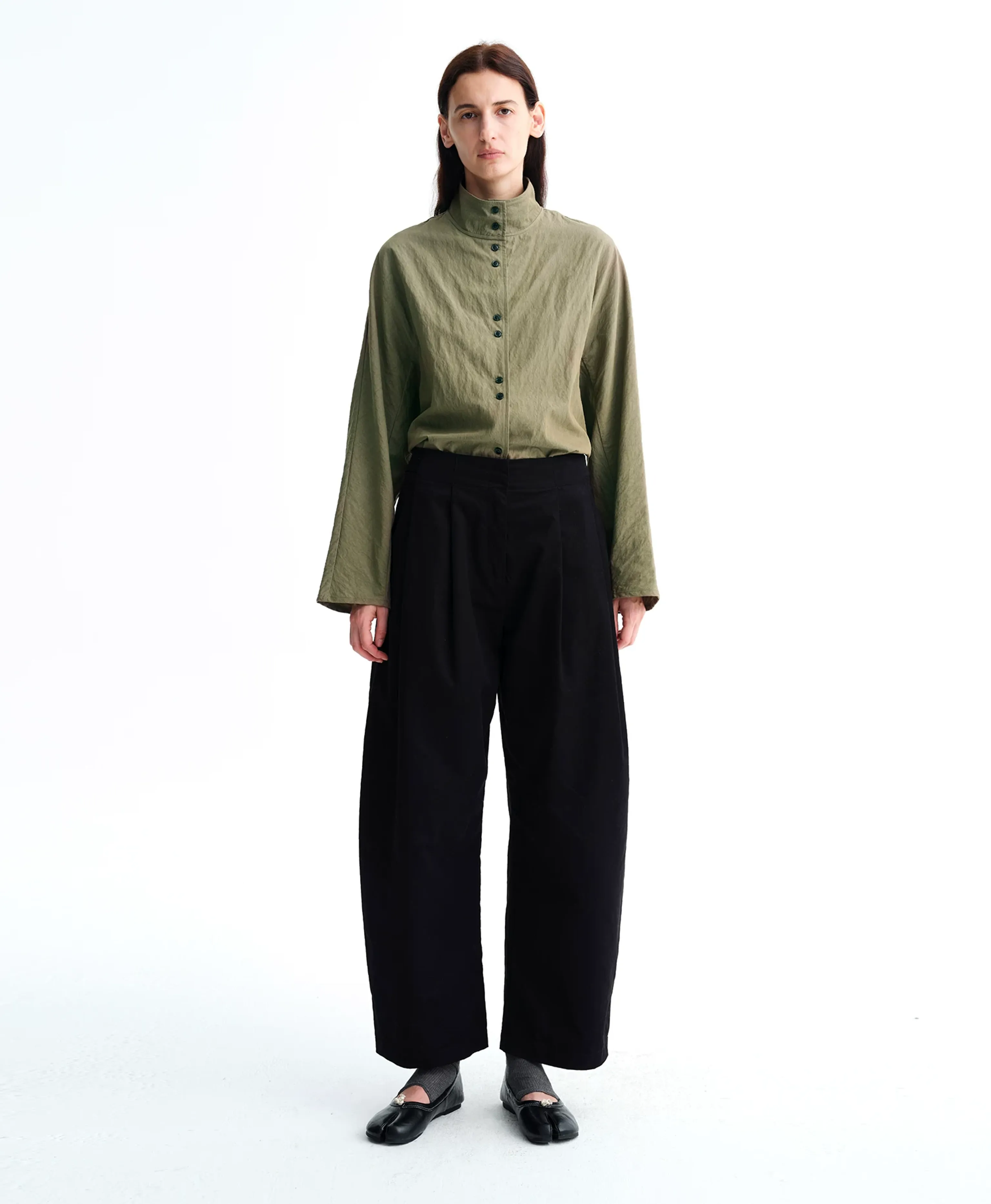 Washed Cotton Barrel-Leg Trousers - Image 3