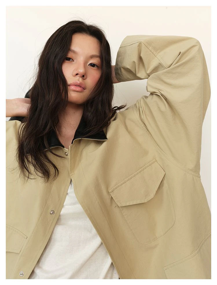 Washed Cotton Contrast-Collar Utility Jacket - Image 6