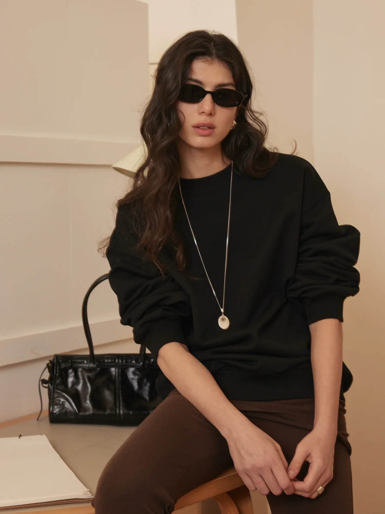 Washed Cotton Oversized Crewneck Sweatshirt - Image 2