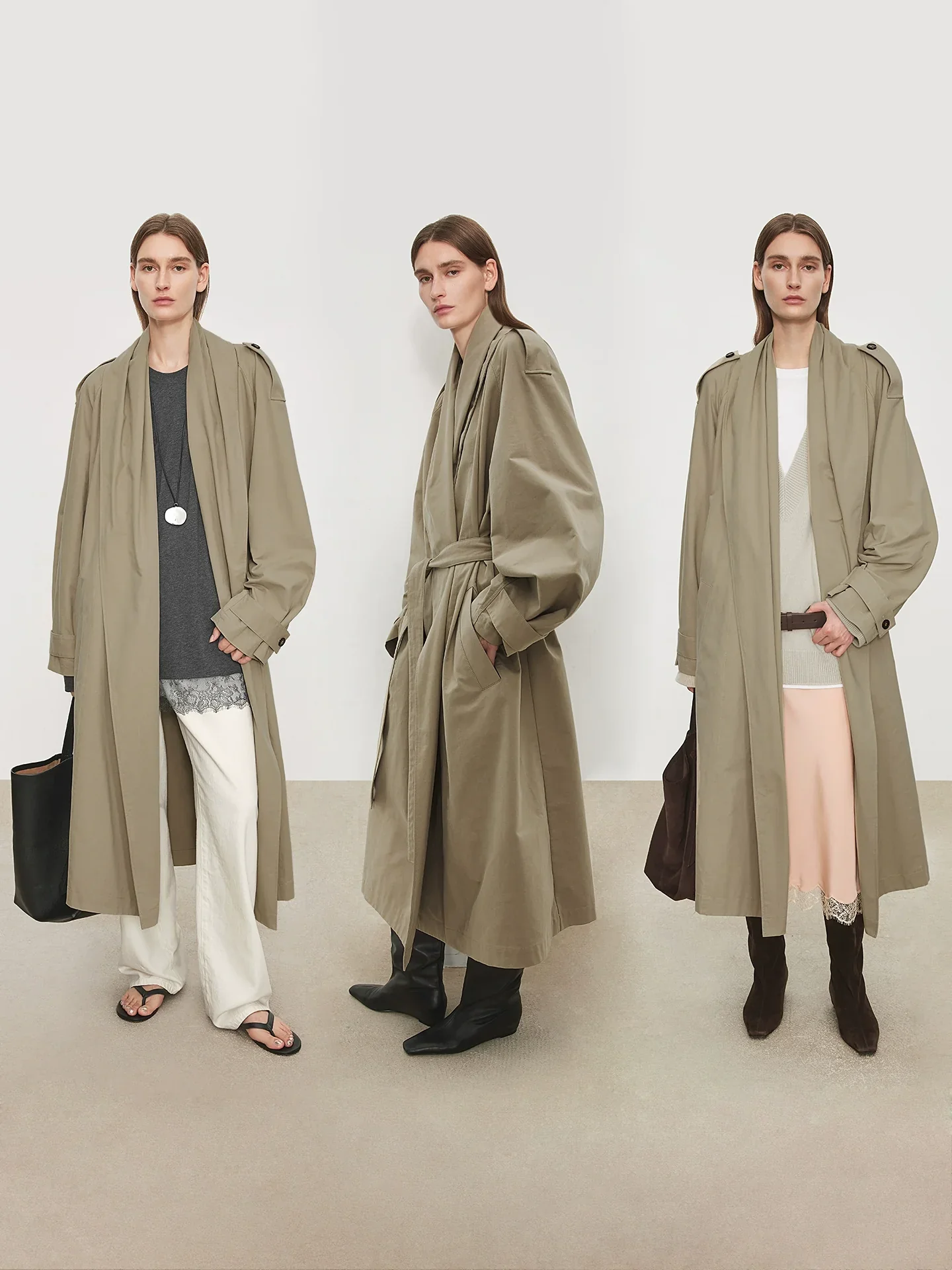 Washed Cotton Shawl-Collar Belted Trench - Image 4