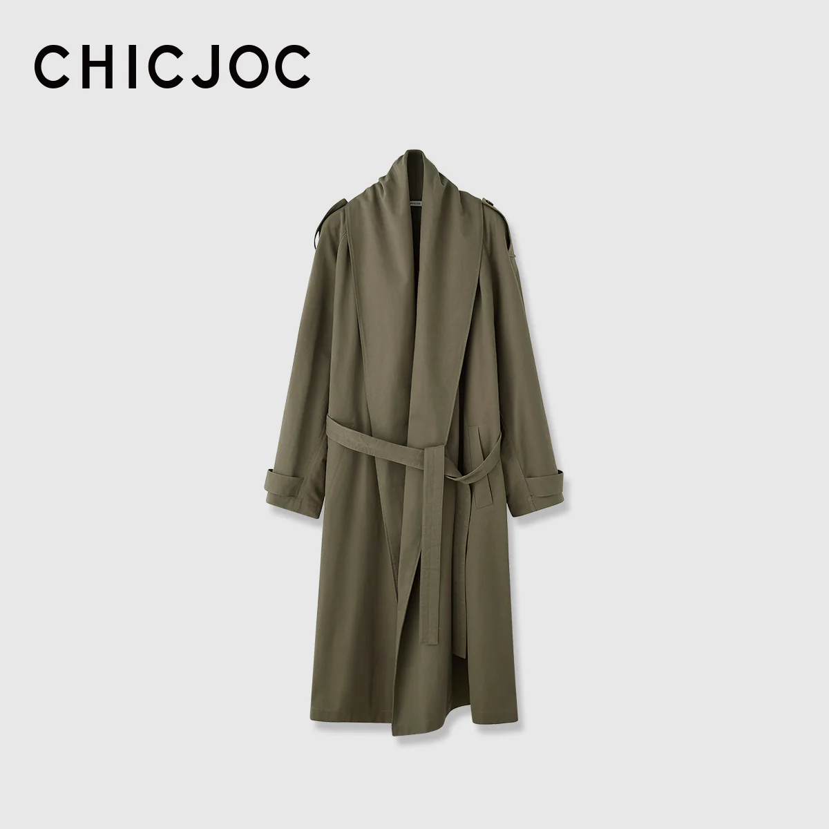 Washed Cotton Shawl-Collar Belted Trench - Image 7