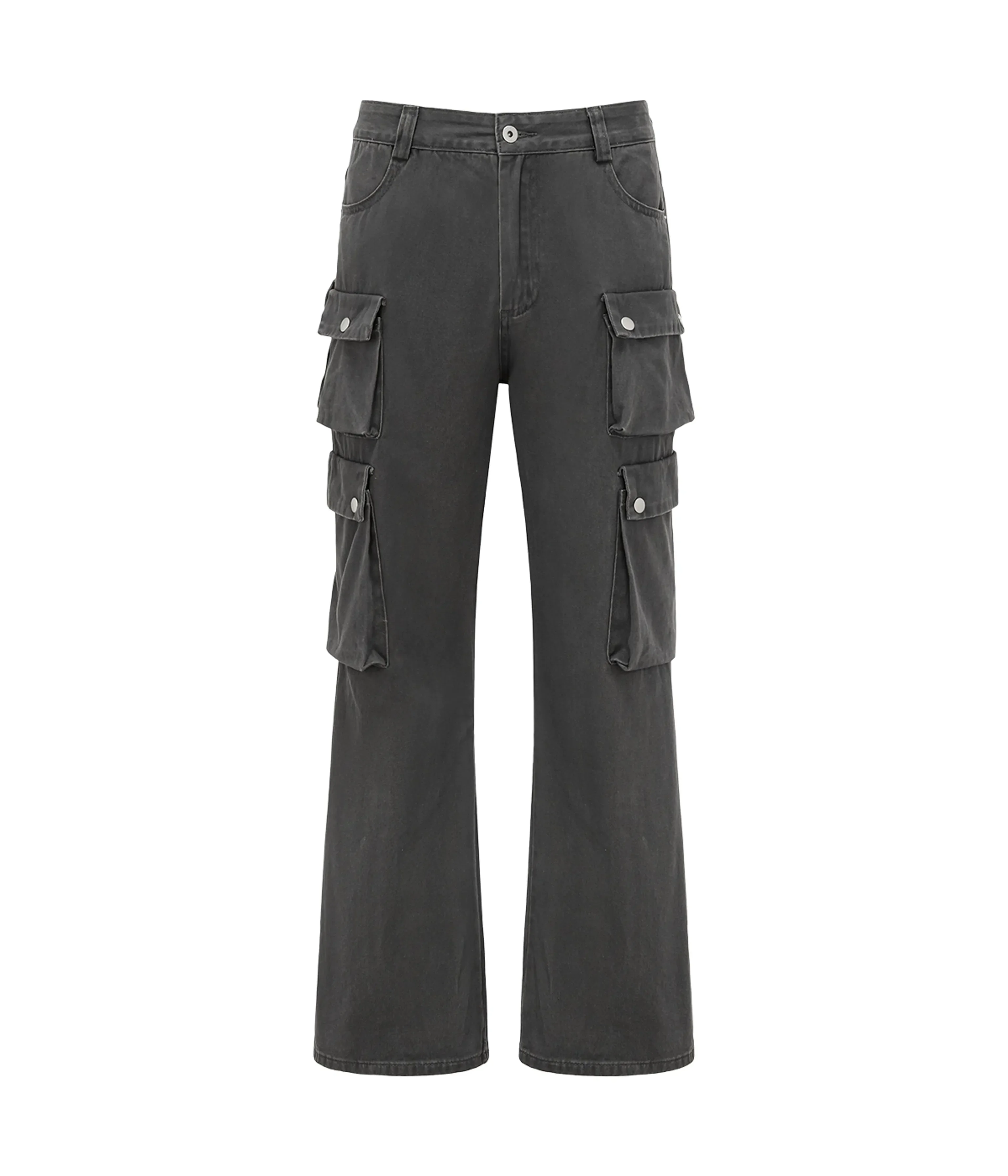 Washed Cotton Wide-Leg Cargo Trousers