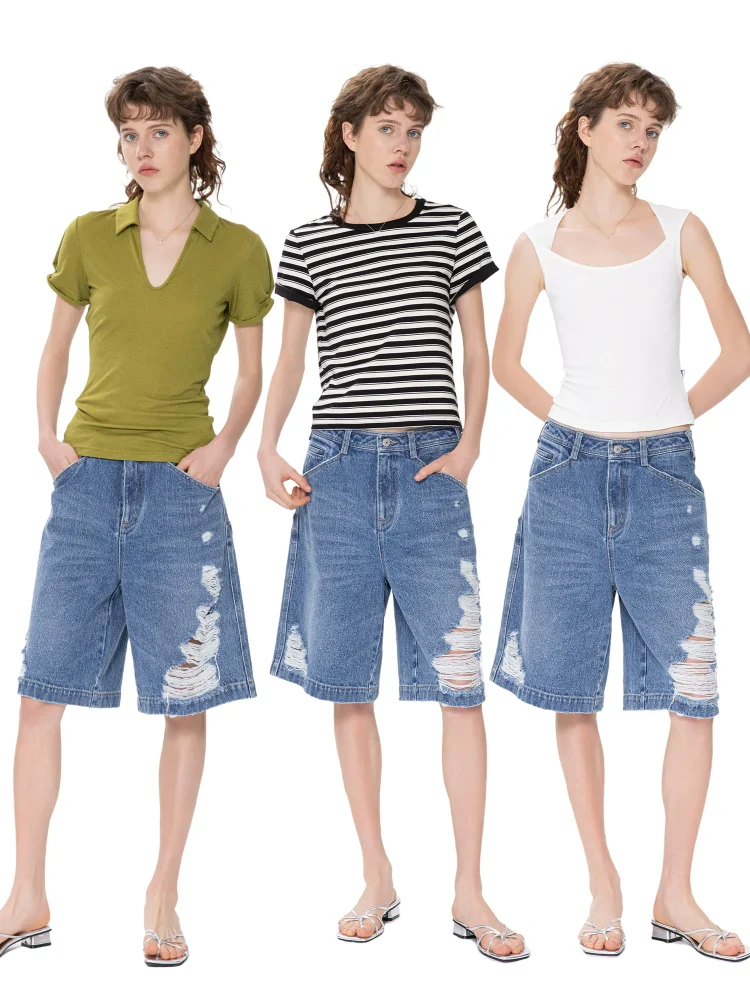 Washed Denim Bermuda Shorts - Image 2