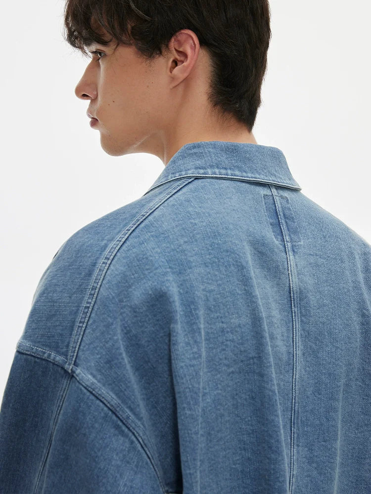 Washed Denim Chore Jacket - Image 4