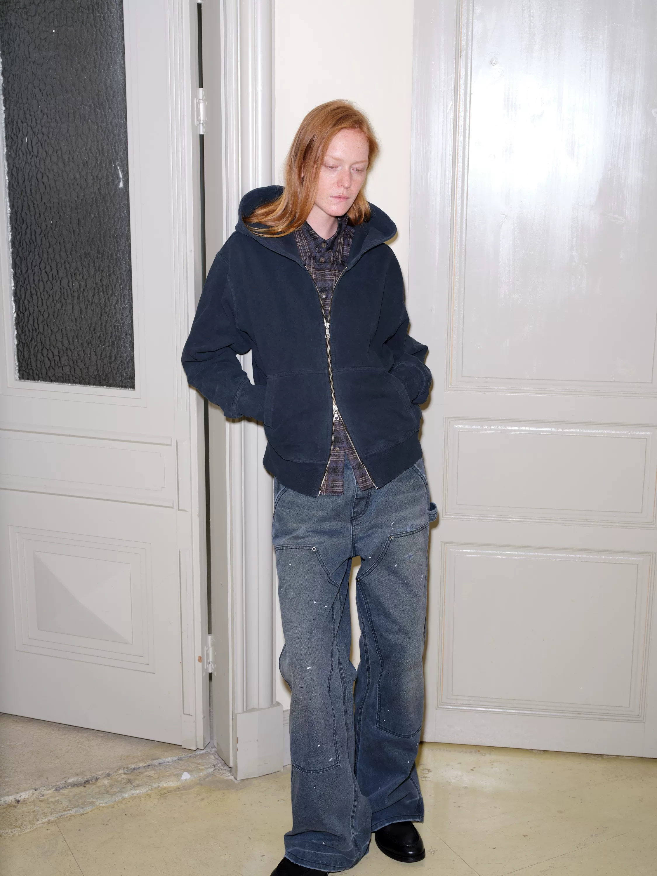 Washed Double-Zip Cropped Hoodie - Image 5