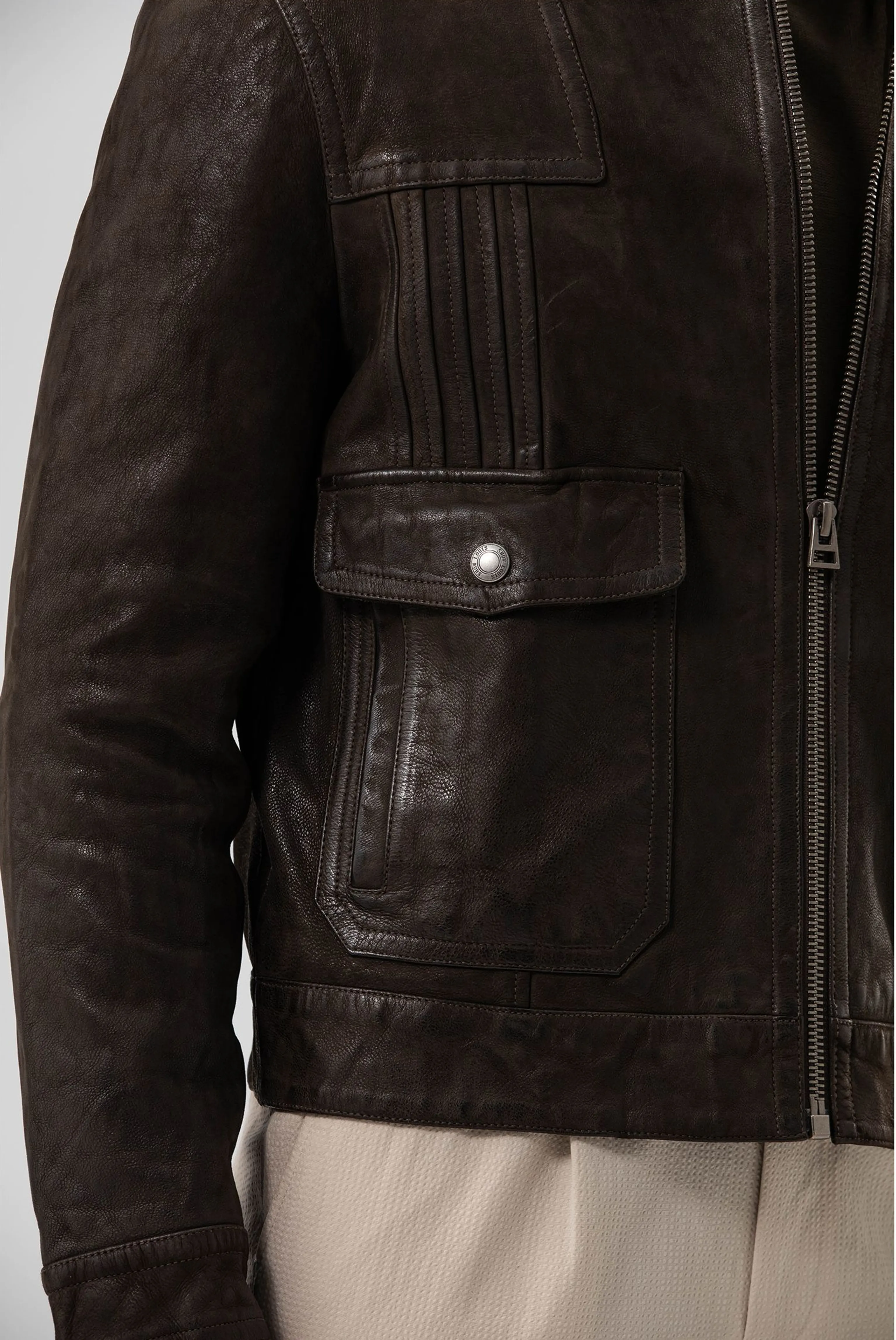 Washed Goatskin Zip Jacket - Image 4