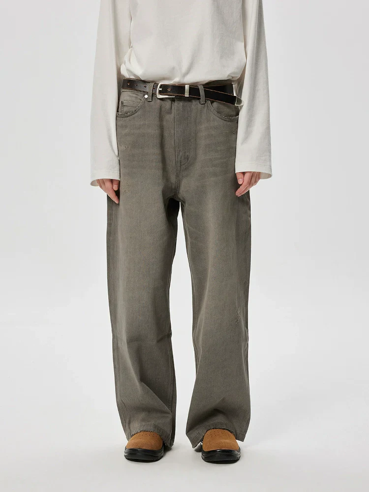 Washed Gray Straight Jeans