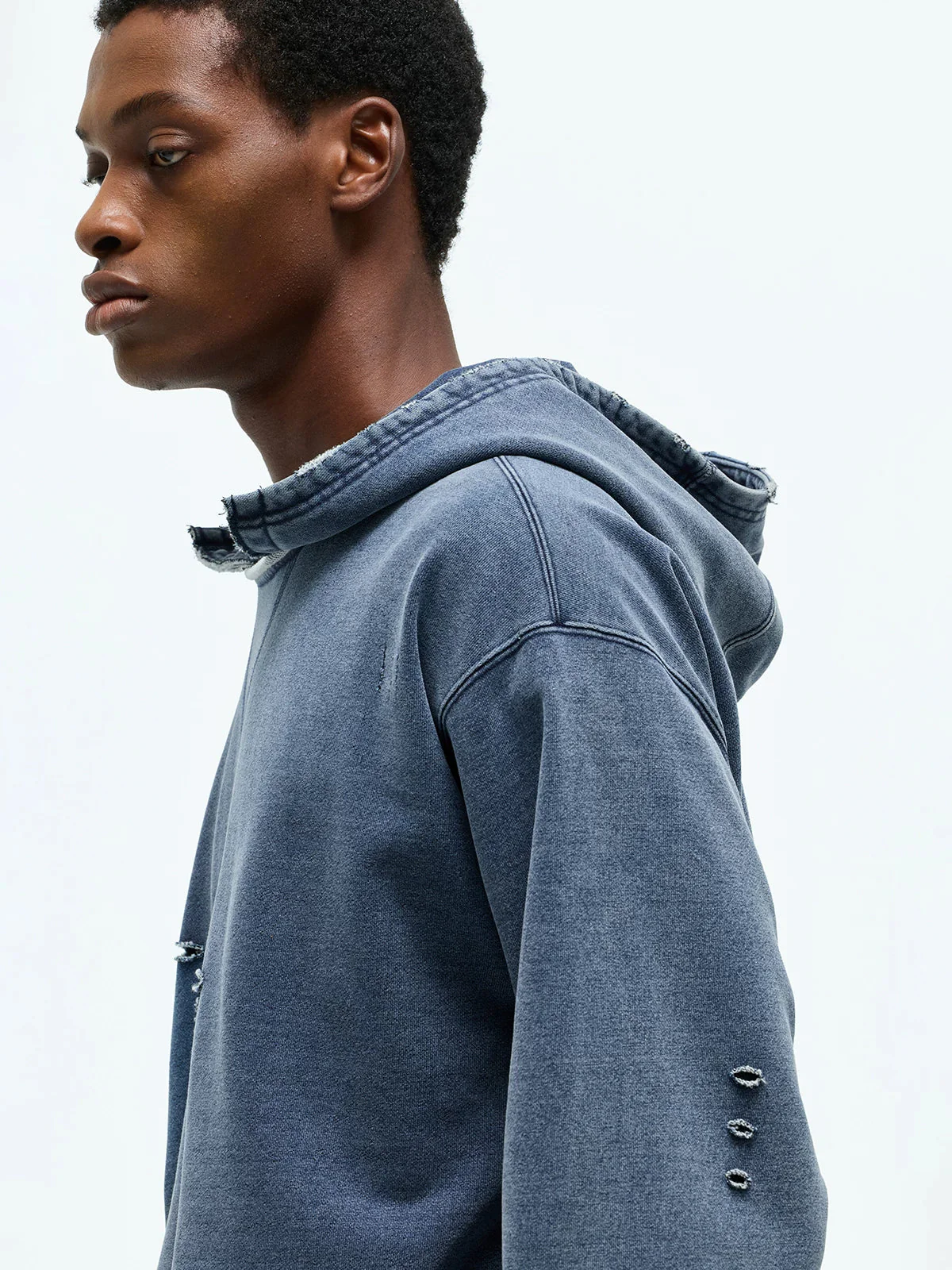Washed Heavyweight Terry Rolled-Hem Hoodie - Image 3