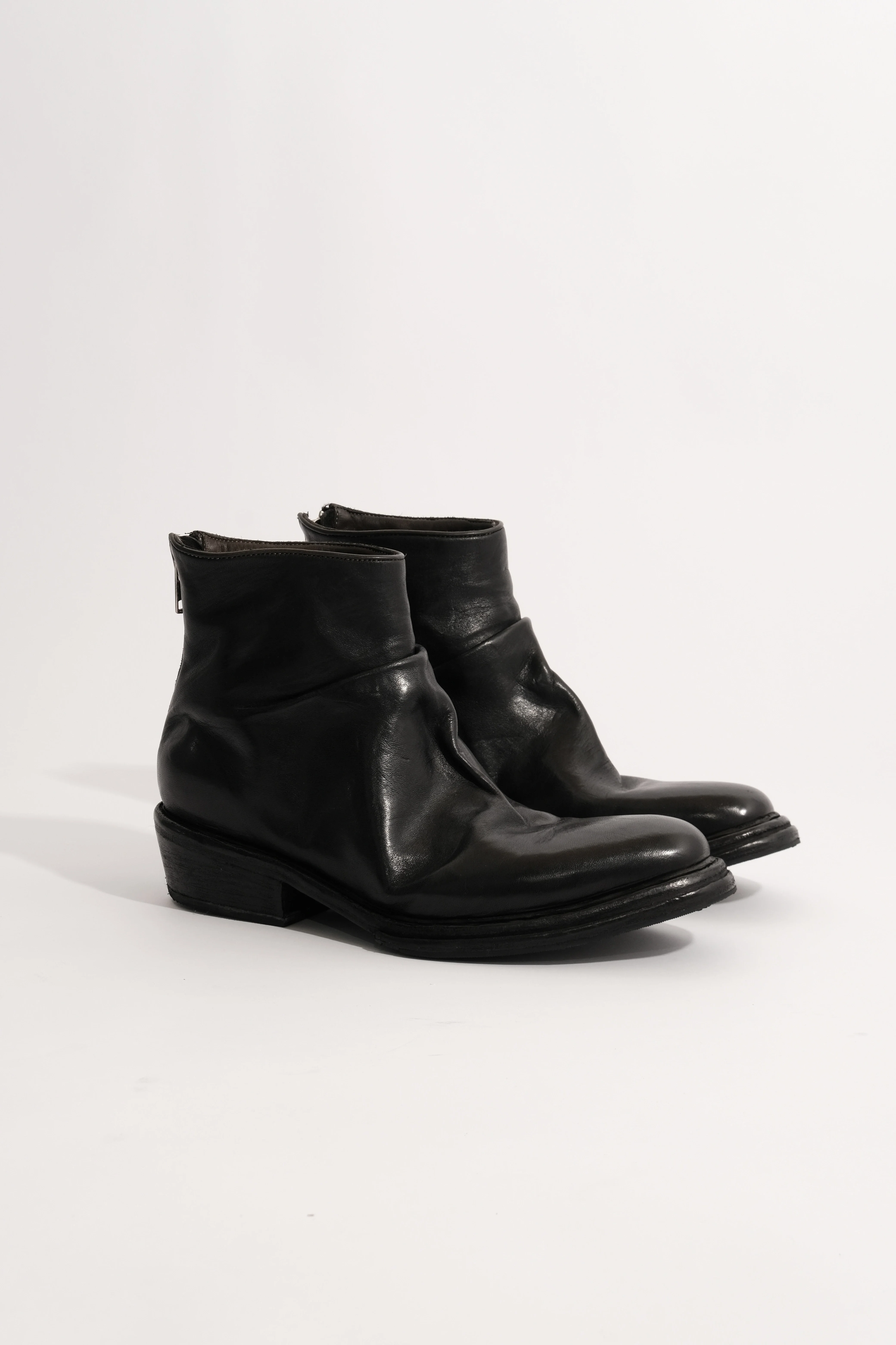 Washed Horsehide Back-Zip Ankle Boots - Image 3