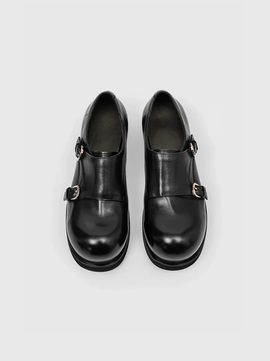 Washed Leather Double Monk Loafer - Image 2
