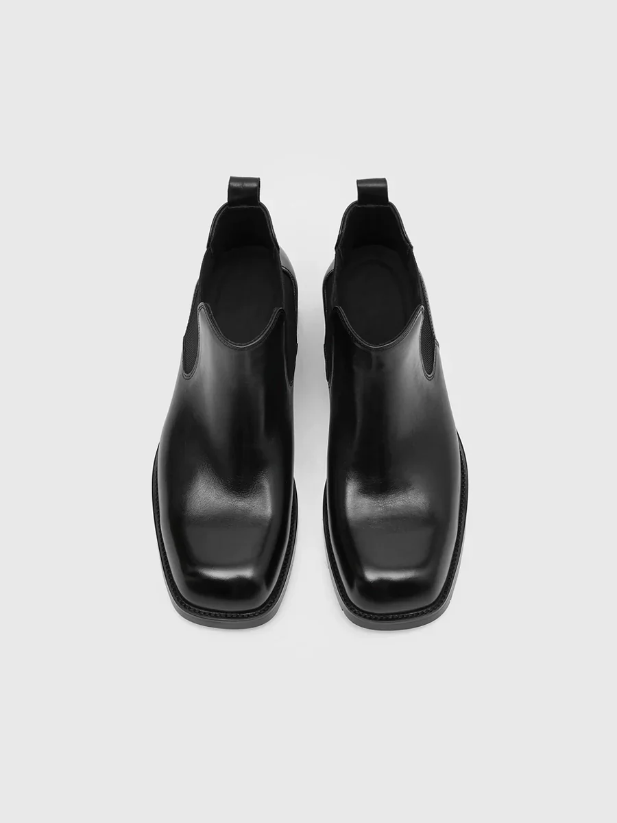 Washed Leather Square-Toe Chelsea Boots - Image 4