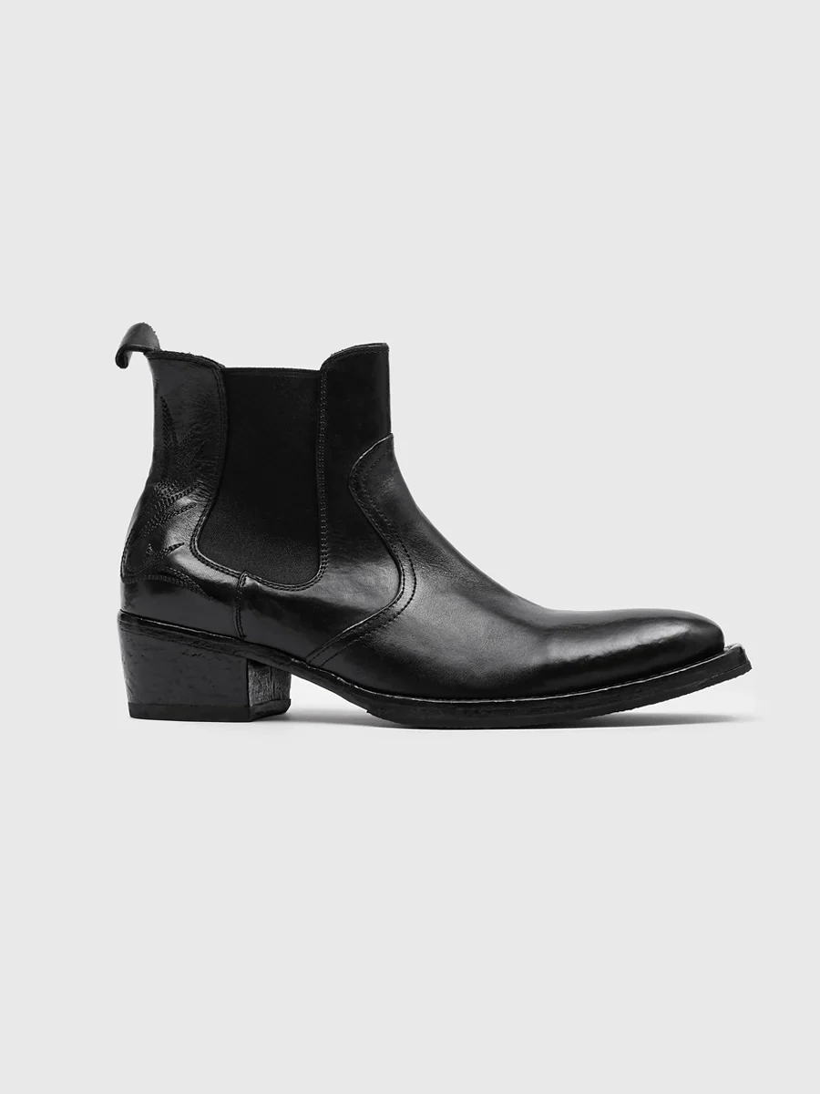 Washed Leather Western Chelsea Boots