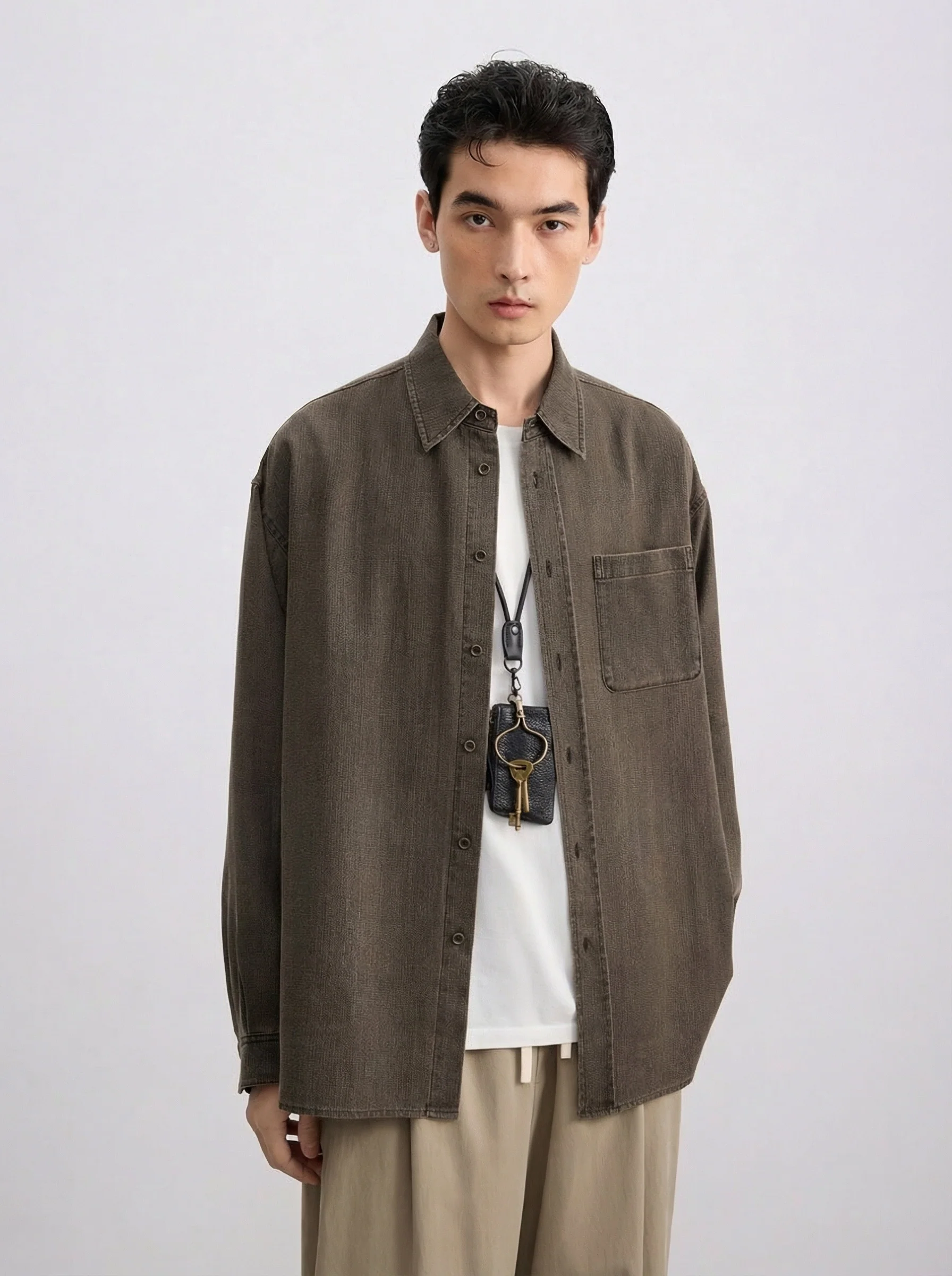 Washed Linen-Blend Overshirt