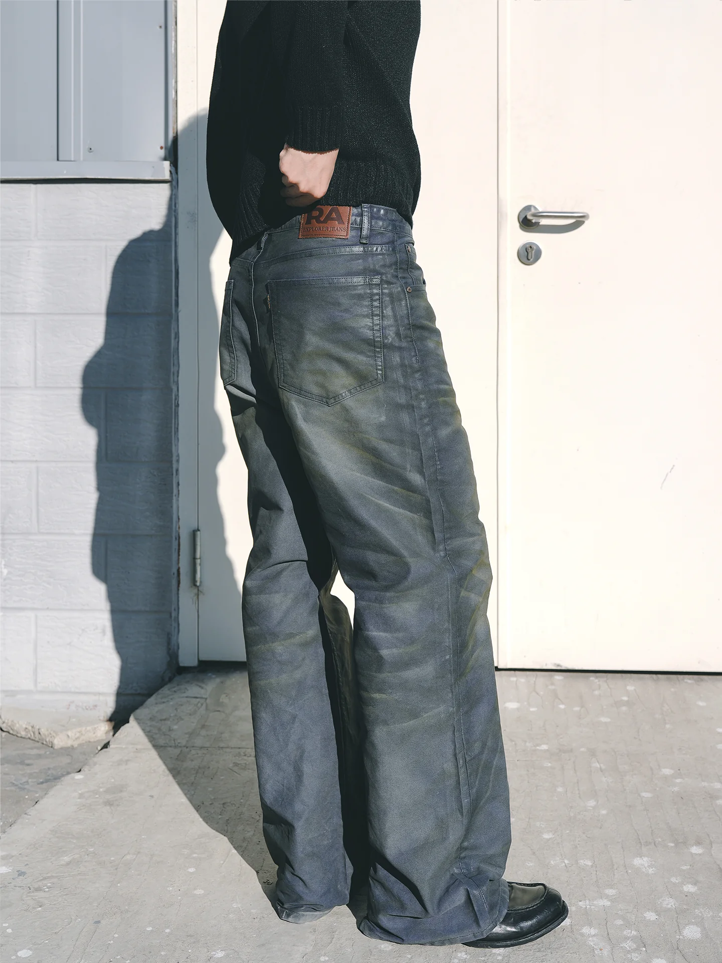 Washed Moleskin Wide-Leg Jeans