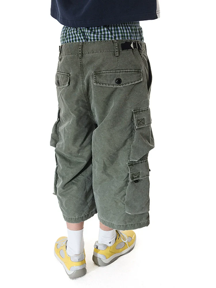 Washed Nylon Cargo Capris