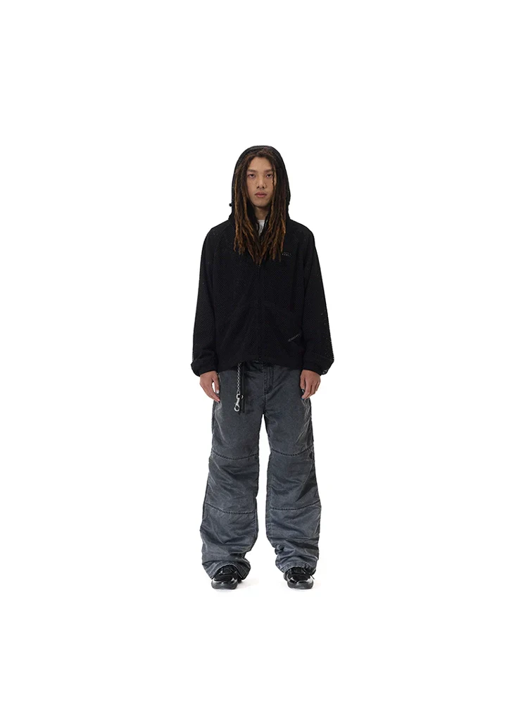 Washed Nylon Straight-Leg Pants