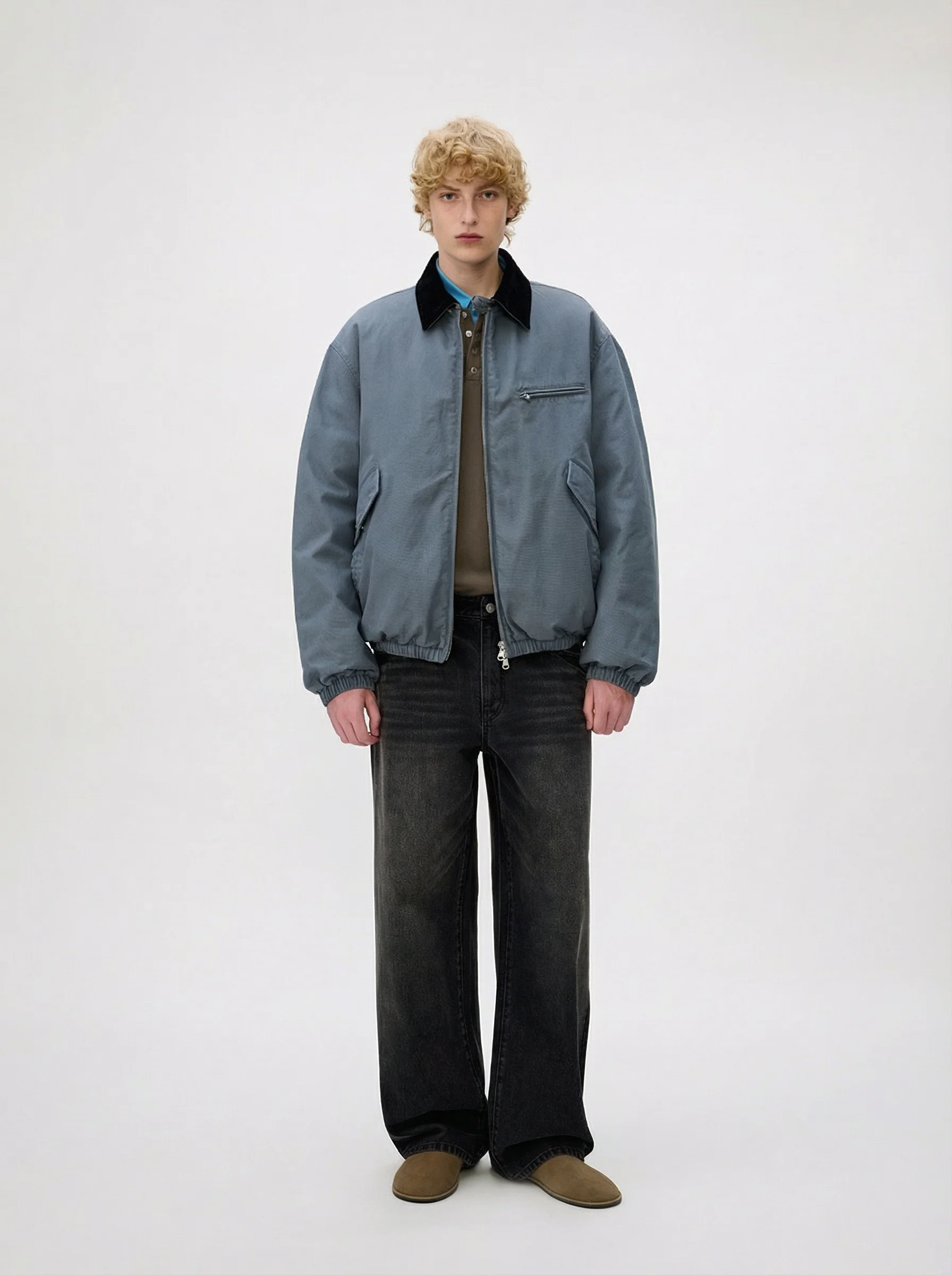 Washed Oxford Down Work Jacket - Image 10